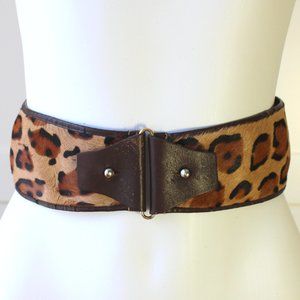 Vintage Cheetah Leopard Fur Leather Waist Belt